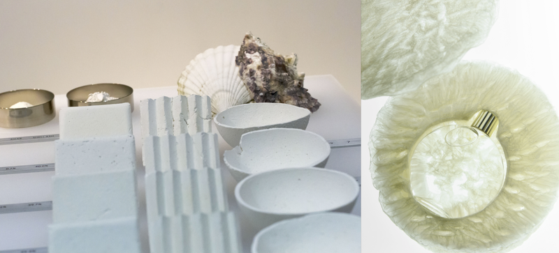 Agar packaging in a firmer state that evokes a shell, and a lightweight form that’s more like a sponge